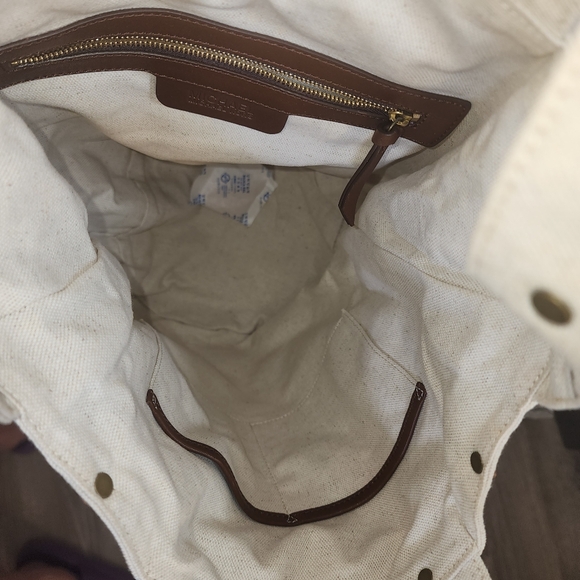 MICHAEL Michael Kors. Linen & Leather Pacific Market Bag. Brown & Tan - Picture 8 of 13